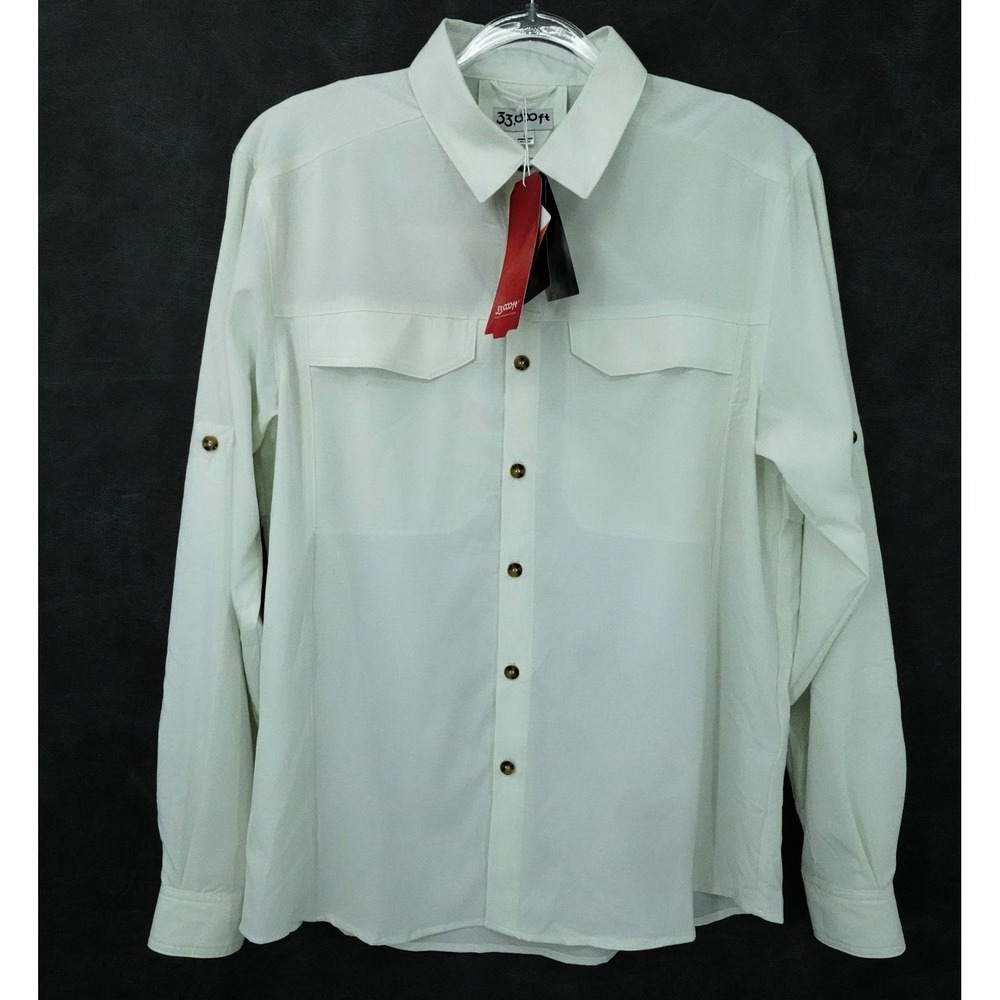 33,000ft Shirt Men L Mint Green Roll Sleeve Outdoor UPF50 Hiking Fishing‎